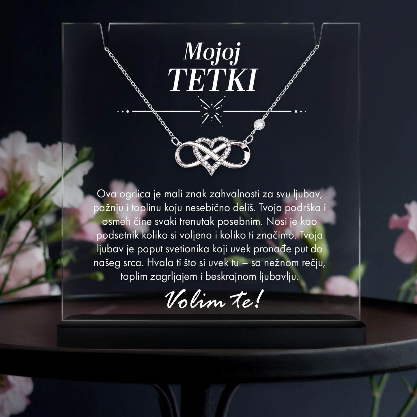 Od sestričine za tetku - Akrilna posveta sa Infiniti Srcem