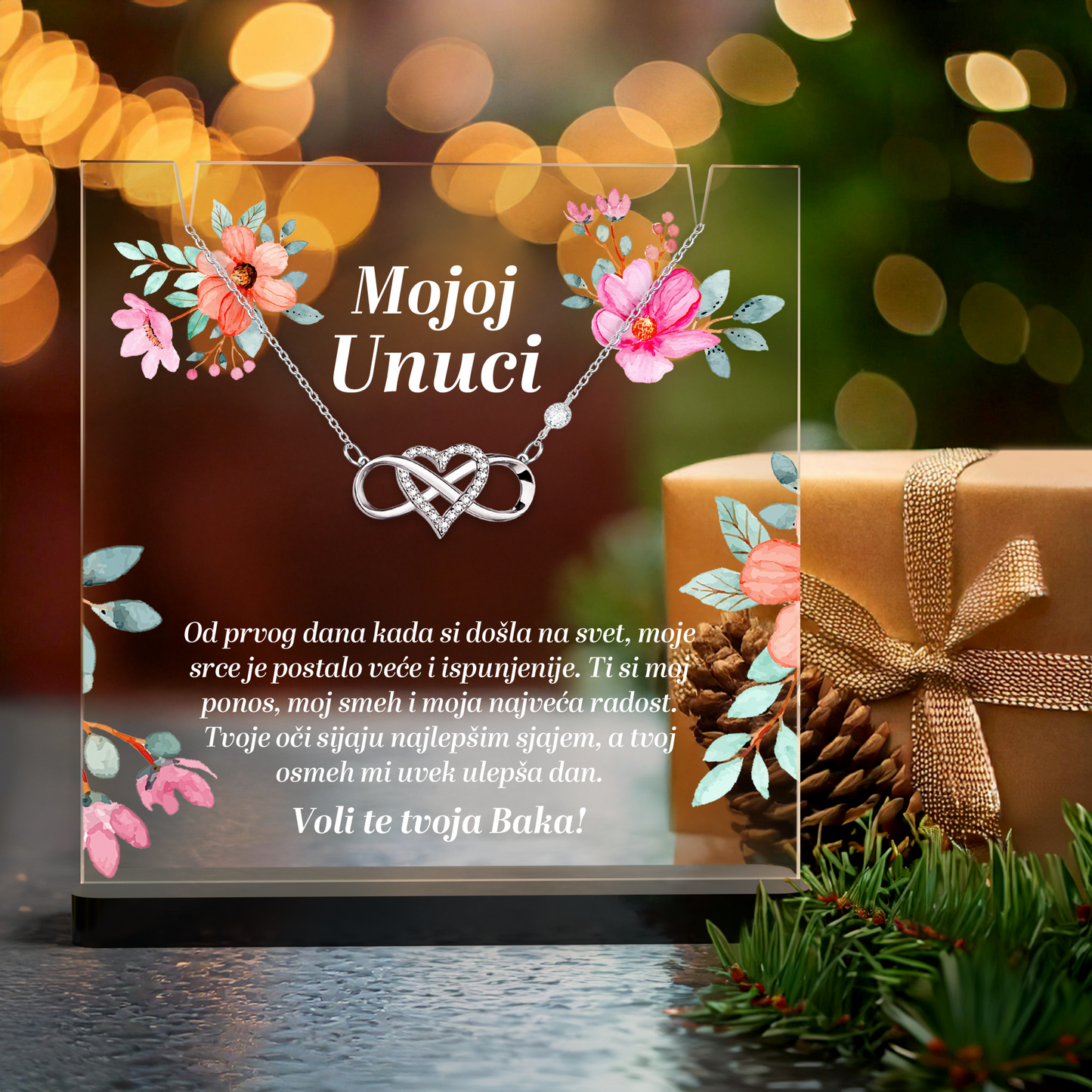 Od bake za unuku - Akrilna posveta sa Infiniti Srcem