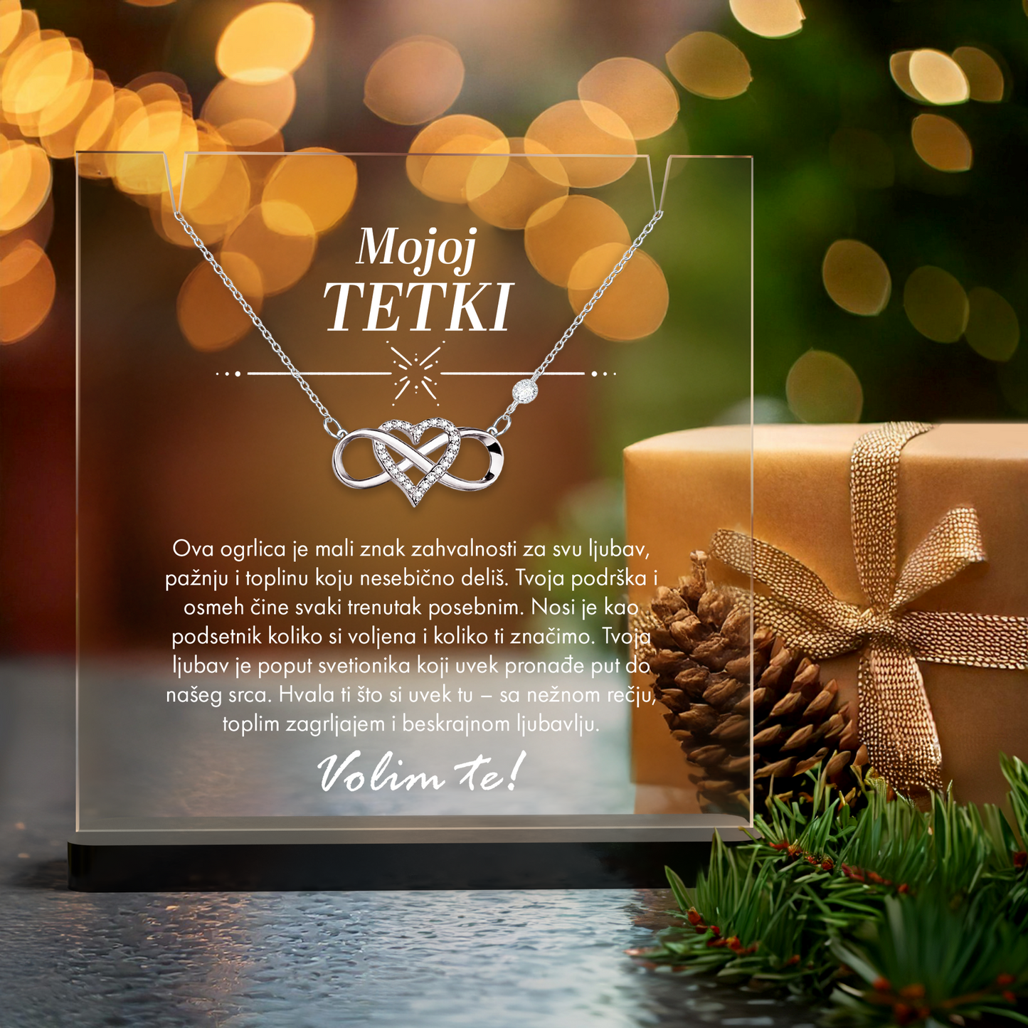 Od sestričine za tetku - Akrilna posveta sa Infiniti Srcem