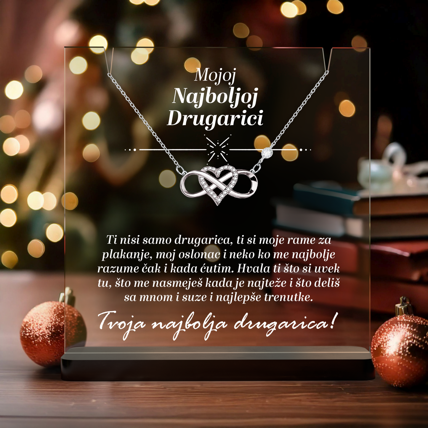 Od drugarice za drugaricu - Akrilna posveta sa Infiniti Srcem