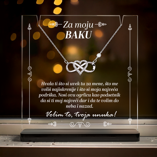 Od unuke za baku - Akrilna posveta sa Infiniti Srcem
